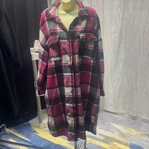 XL Pink & Black Corduroy Button Jacket